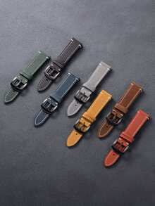 1 Pc Fashionable And Retroartificial Leather Watch Strap, Watch Accessories, Classic Stitching Design, Soft And Comfortable, It Is Suitable For Both Men And Women To Wear Daily In Summer.18mm 20mm 22mm