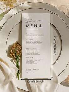 1 件/10 件/20 件定制优雅简约婚礼菜单 - 现代脚本，铜版纸，10x23 厘米，有 1 件、10 件或 20 件可供选择，可编辑的招待晚宴菜单，简约婚礼晚宴菜单 - 非常适合优雅的婚宴、新娘送礼会、订婚派对和周年纪念 - 送给新娘办公室、茶室、家庭、浴室、餐厅、圣诞节的理想礼物 - 彩色 - 查看 9