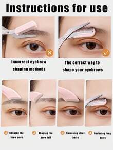 全新 Bent Moon 眉毛修剪工具套装，含眉梳和修剪器，眉毛剪刀，微距剃须刀，完美的眉毛修剪工具，更好地控制长度，修剪眉毛，家庭美容小工具，带迷你梳子的脱毛剪刀，面部脱毛，修剪器，美发用品，耐磨 - 彩色 - 查看 10