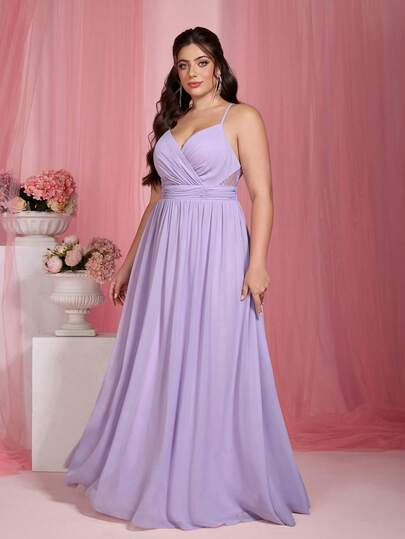 Mgiacy Solid Color Lace Patchwork Backless Halter Bridesmaid Dress