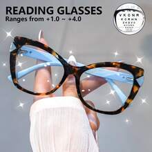 cabecade Gafas de lectura con montura de ojo de gato de moda, lectores de ordenador con marco completo retro y únicos, unisex +1.0~+4.0 - Transparente - Ver 22