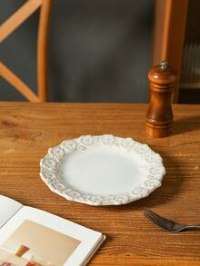 1pc French Vintage Palace Style Floral Embossed Ceramic Coffee Cup & Saucer Set - Multicolor - View 8