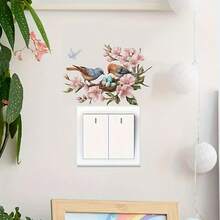 创意鸟巢、鸟妈妈和宝宝开关贴、可爱熊猫拿着雨伞开关墙贴，适用于酒店、家庭、办公室、客厅、卧室，可移除 PVC 墙贴 - 彩色 - 查看 4