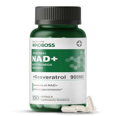 Windboss Suplemento NAD+ 900mg (100 Cápsulas) - Suplemento Liposomal de NMN de Alta Pureza para Antienvejecimiento, Energía y Enfoque - Comestible, Suplemento Dietético
