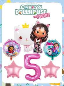 Gabby's Dollhouse 7 قطع بالونات ديكور حفلة عيد ميلاد لعبة بيت الدمية الكرتونية جابي، مجموعة بالونات من الألمنيوم المطبوع، ديكور لحفلات المناسبات والأعياد والأجواء الاحتفالية، هدية عيد الميلاد المثالية للأصدقاء، ديكور منزلي مثالي، ديكور غرفة مثالي، هدية عيد الحب، هالوين،