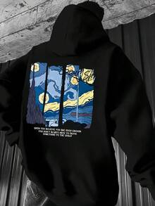 Sudadera con capucha para hombre con cordón y bolsillo canguro - Negro - Ver 1
