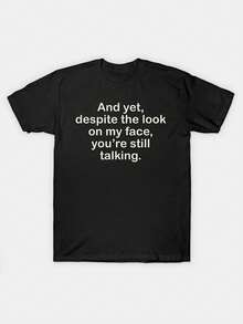 Men's Front Print T-Shirt Face 100% Cotton Funny Graphic  Summer Casual Top Tee For Adult, Men, Women, Teen, Teenager, Adolescent, Youth - màu đen - Xem 2