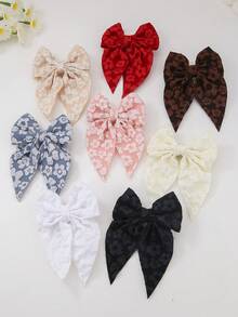 10pcs/Set Girls Floral Embossed Texture Bowknot Hair Clips, Cute Hair Accessories For Daily Use - Multicolor - View 2