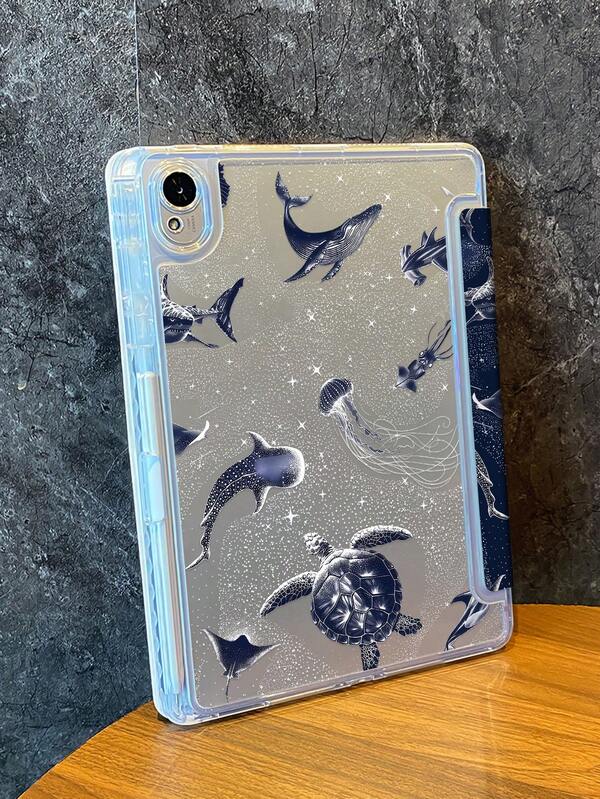 这款精美可爱的双面彩色亚克力透明水晶Y型折叠背板兼容第七代和第八代（10.2英寸）iPad。它还配备第十代iPad保护套、集成式触控笔插槽，并支持睡眠/唤醒功能。是节日和新年送礼的完美之选。