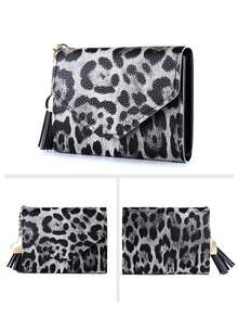 Ví da giả đa năng có tua rua trang trí dễ thương, ví ngắn cho nữ, ví đựng tiền xu, ví đựng thẻ, ví kiểu phong bì cho nữ, ví mini, ví in họa tiết da báo, ví in họa tiết báo đốm, ví nhỏ dễ thương - Nhiều màu - Xem 10