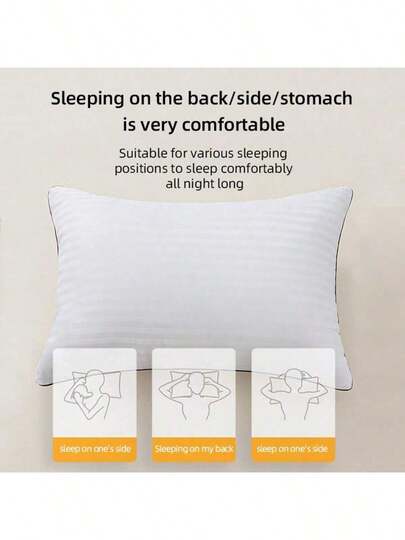 1pc Hotel And Home Bed Pillow, Luxury Hotel Quality, Made With Premium Soft Feather Alternative Filling, Comfortable High Elasticity Pillows, Suitable For Bedroom, Guest Room, Dorm Room (45 X 66cm 1/2Pcs Set) view 6