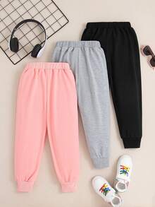 3件套女童字母卡通印花运动裤套装