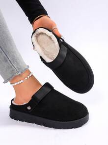 Women's Fleece Lined Slip-On Clog Slippers With Anti-Slip Sole – Cozy Winter Indoor Outdoor House Shoes For Ladies - Black - View 1