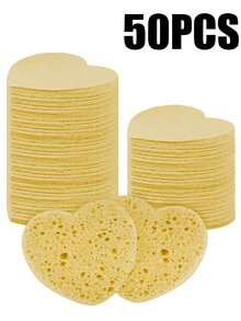 10/20/30/50 Stücke herzförmige komprimierte Gesichts-Reinigungsschwämme, für die Gesichtsreinigung, Massage, Peeling, Gesichtsmaske, Make-up-Entfernung - ultra-weicher exfolierender Make-up-Entferner für tiefe Reinigung, parfümfrei, unisex, Reise-Hautpflege-Grundbedarf, Herzdesign, sanftes Scrub-Material