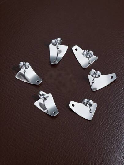 6pcs Stainless Steel Arched Trapezoid Earring Studs, DIY Jewelry Accessories