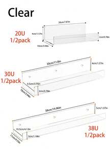 Acrylic Floating Shelves - 2 Packs Organizer Wall Rack For Bathroom, Bedroom Or Kitchen - Easily Installs With Adhesive (No Drilling Required) Or Screws (Drilling Required) - Modern Shelving - Multicolor - View 12
