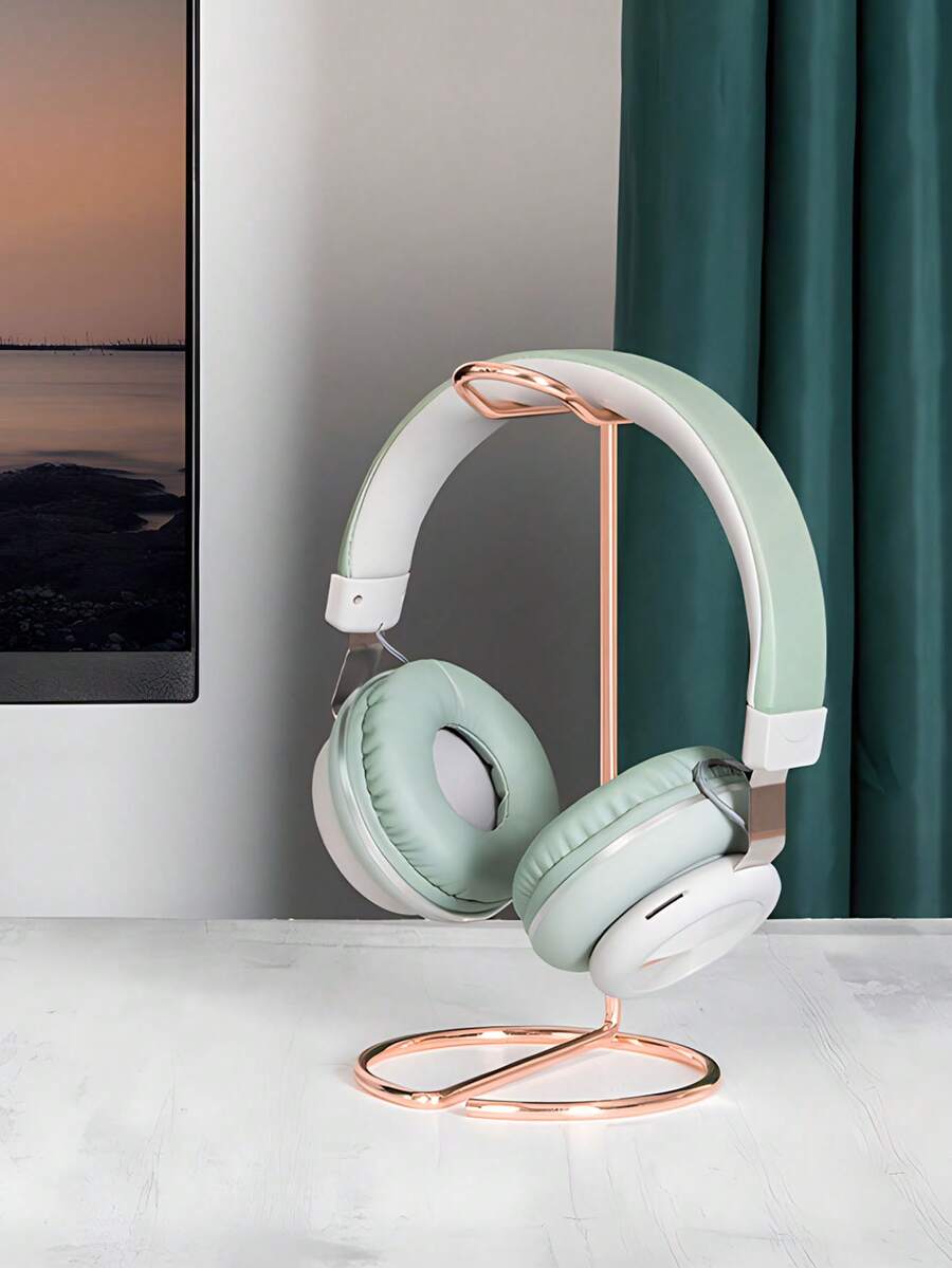 1pc Metal Headphone Stand, Desk Headphone Holder Suitable For All Headphone Sizes, Gold/Rose Gold/Silver - Multicolor - View 1