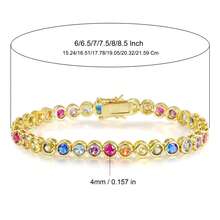 MDFUN Pulsera de cadena de tenis chapada en oro blanco/amarillo de 18K, incrustada con circonita cúbica arcoíris de 4mm, pulsera de tenis para mujer - Dorado - Ver 8