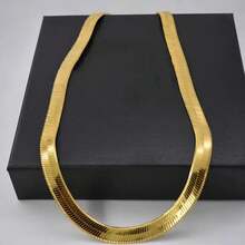 10mm Wide Men's 18K Gold Plated Chain Necklace - Hypoallergenic Nickel-Free High Gloss, Fade-Resistant Durable Jewelry, Secure Lobster Clasp, Suitable For Casual And Formal Wear, Fashionable Gift - 19.69英寸 - 查看 7