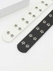 1 件女孩铆钉星镂空个性化腰带，百搭扣腰带，