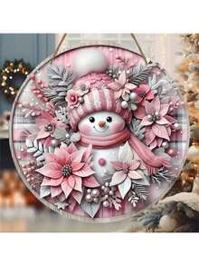 1 件粉色可爱雪人 2D 花环装饰木牌 8*8 英寸派对装饰墙面装饰门装饰厨房装饰浴室装饰卧室装饰儿童房装饰冬季装饰、家居装饰、房间装饰、墙面装饰 - 多色 - 查看 14