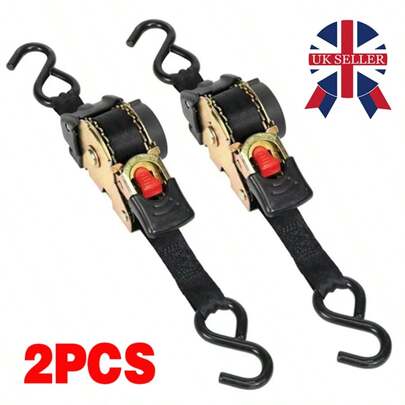 Pack Of 2 X ATD25301 Auto Retract Ratchet Tie Down Straps 25mm X 3 Metre