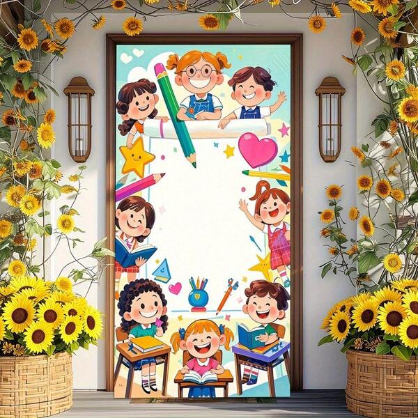 2D Flat Party Decoration Banner, Polyester Material, Multipurpose Doorway Hanging Decor, Suitable For Back To School Season, Blank Space For Handwritten Greetings Or Names, Perfect For Home And School Gatherings