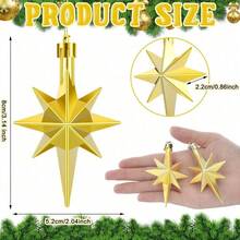 12 Pcs Premium Star Of Bethlehem Christmas Ornaments Set -Shatterproof Plastic Hanging Tree Decorations For Xmas Party, Church & Home Holiday Decor - Gold Glitter Star-Shaped Ornament Collection - Perfect Christmas Alternative, Holiday Gift Decor For Winter Festival, Advent Wreath, Mantel & Window Display - Durable Lightweight Unbreakable Xmas Decor For Indoor Outdoor Use