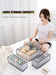 1 قطعة/3 قطع حقيبة تخزين قماشية، حقيبة تخزين ملابس داخلية وسراويل وملابس مريحة للاستخدام المنزلي، أقسام تخزين في الأدراج، صندوق تخزين الجينز، أساسيات غرفة السكن، منظم ملابس وتخزين في خزانة غرفة النوم