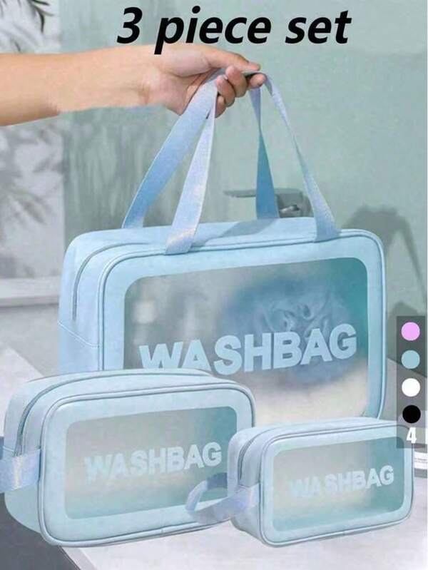 Set de 3 en 1 de bolsa de aseo: Bolsa de maquillaje portátil, bolsa de cosméticos impermeable de PVC, organizador de maquillaje multifuncional para productos de cuidado de la piel, herramientas cosméticas, artículos de tocador, adecuado como regalo para amigos, Día de San Valentín, cumpleaños, Día de la Madre, mujeres, niñas, Navidad, Acción de Gracias