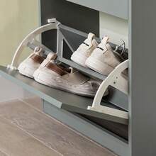 SoBuy 3 Flip-Drawers Shoe Cabinet Shoe Rack Shoe Storage Cupboard Organizer Blue W53 X D24 X H118cm FSR94-B - 灰色 - 查看 6