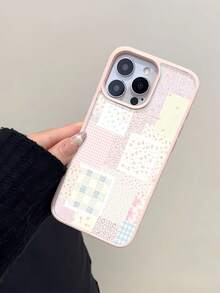 Floral Patchwork Mobile Phone Case, Designed With Delicate Flowers And Pastel Colors, Suitable For IPhone 16, 15, 14, 13, 12 And 11 Pro Models, Made Of TPU Material, And Provides Shockproof Protection. Perfect For Family, Friends, Children, Birthdays, Spring, Holidays, Boyfriends, Girlfriends, And Valentine's Day Gifts - 粉紅色CZ3 - 查看 3