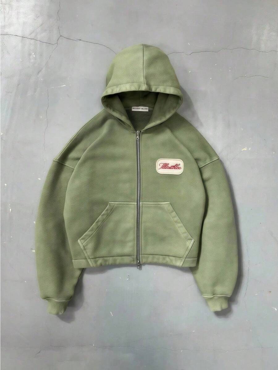 Street Casual Retro Fashion Men's Printed Zipper Sweatshirt Jacket - 綠色 - 查看 1