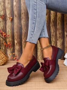 Mocasines con lazo de moda para mujer talla grande, zapatos casuales versátiles con suela gruesa y fácil de poner, nuevos modelos para todas las estaciones