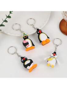 4pcs Cartoon 3D Penguin Style Keychain Set, Suitable For Back To School, Party, Holiday Small Car Accessories Bag Charm Letter Cute Goth Y2k Christmas Gift Ideas - Multicolor - View 6
