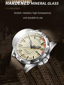Relojes de cuarzo de moda para hombres de la marca NAVIFORCE, con correa de cuero, resistentes al agua, con calendario y reloj - Marrón plateado - Ver 9