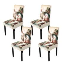 1/4/5/6/7/36 piezas Funda de silla/Juego de fundas de asiento con estampado de muñeco de nieve y caja de regalo, adecuado para uso en interiores del hogar, restaurante, hotel, opción ideal para decoración diaria moderna. La mantequilla encaja en mesas de comedor cuadradas, las fundas de silla elásticas son lavables.