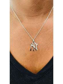 18K Gold Plated - Silver New York Necklace Stainless Steel Pendant Necklace Link Chain NY Pendant High Polished Finish Gift Idea2025 - 銀色 - 查看 10