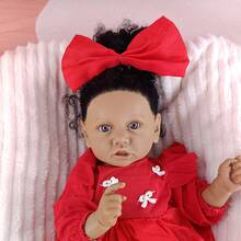 22 Inches Half Glue Reborn Dolls Black Skin Hair Transplanted Cloth Body Simulation Doll Accompanying Play Toys Birthday Gifts