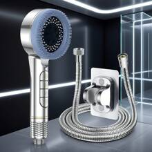 1pc/3pcs High Pressure Shower Head, Bathroom Shower Filter Spray Massage Handheld Shower Head/Set With 1.5m Shower Hose & ABS Holder Set