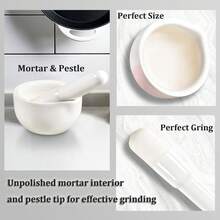 1 zestaw porcelanowego małego moździerza i tłuczka, ceramiczny zestaw młynka do ziół i kruszarki do tabletek, miniaturowy biały ceramiczny zestaw moździerza i tłuczka, głęboka ceramiczna misa z tłuczkiem i moździerzem, zestaw młynka i kruszarki do przypraw, misa do mielenia przypraw i ziół, duża kruszarka do tabletek, nadaje się również do kruszenia przypraw, ziół itp.