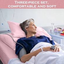 3 Pcs Hospital Bed Sheets For Home Use Extra Long Hospital Bed Fitted Sheets Sets 36 X 84 X 14 Inches Included Quilt Cover And Pillow Case Pink