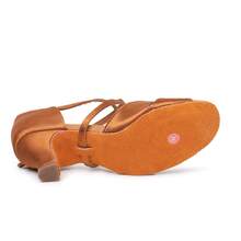 1 Pair Women's Latin Dance Shoes, Adult Practice Shoes For Competition, Examination, Dance Studio, Party, Latin Dance Shoes - Brown - View 5