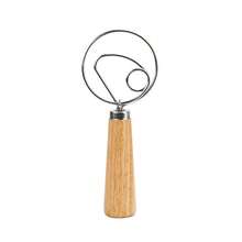 1 pieza Tamiz de harina con mango de madera, Mezclador de masa danés, Batidor de acero inoxidable