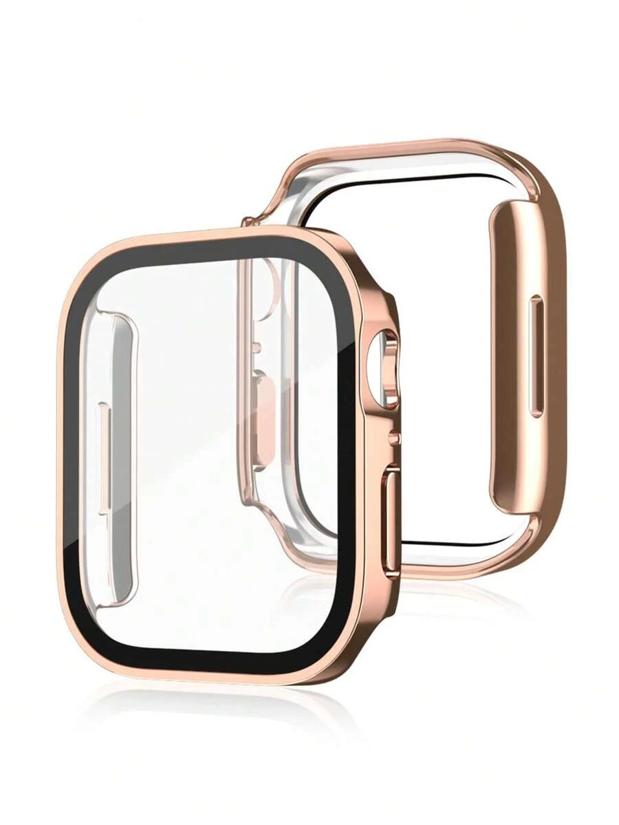 Funda protectora compatible con Apple Watch 8 Ultra, cubierta de reloj integrada a prueba de agua con borde recto - Oro rosa - Ver 1