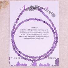 1 pieza Nuevo estilo de moda Cadena de clavícula minimalista de piedra semipreciosa natural, con cuentas de strass, ultra delgada y de temperamento, adecuada para uso diario y como regalo para mujeres