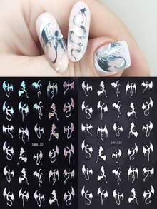 Pegatinas de uñas holográficas 3D de dragón, calcomanías de arte de uñas de dragón de metal dorado y plateado, suministros para fiestas con tema de fantasía punk, artesanía exquisita, deslizadores con textura brillante para decoración de uñas, adecuado para mujeres, joyería de arte de uñas, accesorios de arte de uñas DIY