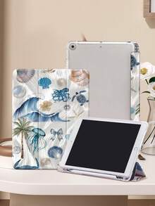 防震度假风翻盖平板电脑保护套，芙蓉海洋图案，兼容 iPad 9.7/10.2/10.5/10.9/12.9/Pro 11（第十代），兼容三星 Galaxy Tab S6 Lite 10.4 英寸，兼容 Kindle Paperwhite 第十二代（2024 年款），Kindle（第十一代）（2022 年款），柔软防摔保护，智能支架/自动唤醒/睡眠功能，春季礼物 - 藍色 - 查看 6