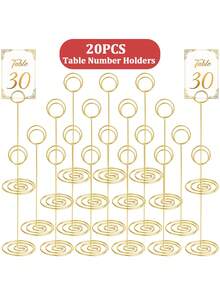 20Pcs, 8.75 Inch/22 Cm Tall Table Number Holders - Gold Peacock Circle Clip Style - Photo Clip Place Card Holder,Table Number Stands, Price Tag Holder, Photo Holders, Exquisite Quality, Durable And Sturdy For Wedding Party, Festival, Holiday, Christmas, Graduation, Reception, Restaurant, Family Gathering, Tea Party, Office Memo, Tarot Card Reading, Home Centerpiece, Decorations Display