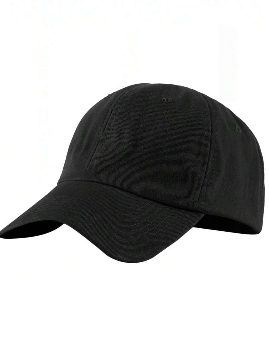 1pc Unisex Minimalist Baseball Cap, Soft Top Sun Protection Hat, Suitable For Spring/Summer - Black - View 1